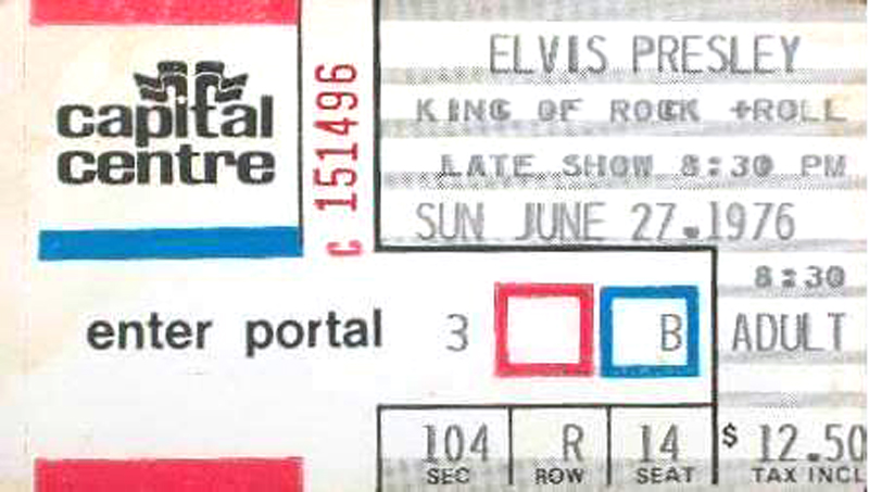 Elvis Presley Ticket at Capital Centre